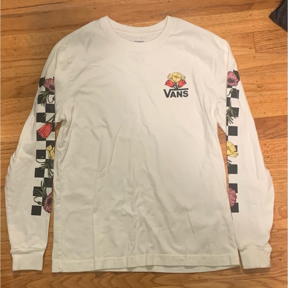 Vans poppy checkered white long sleeve